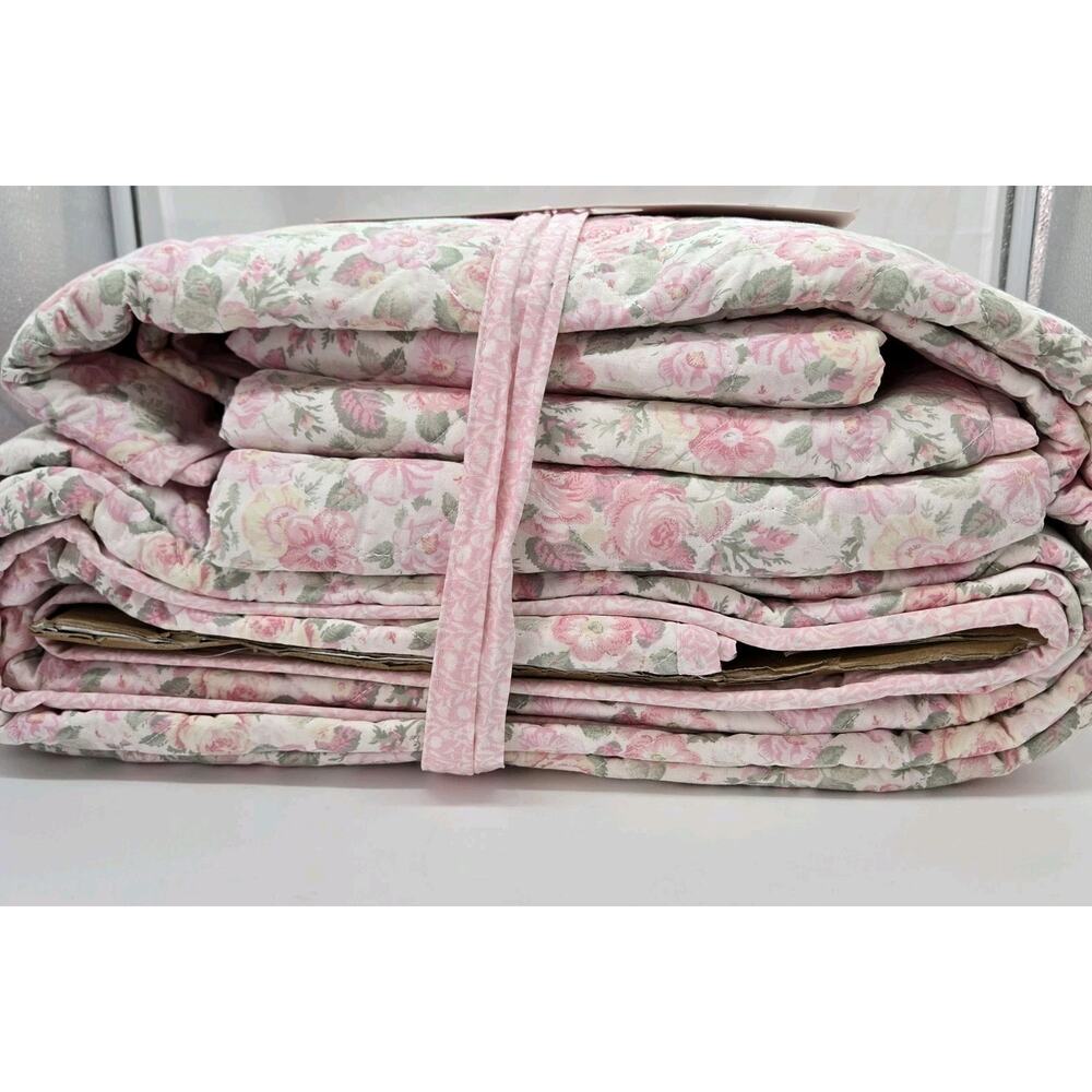 Laura Ashley KING Quilt 2Pc Set Quartet Pink ENGLISH Cottage ROMANTIC NEW TIKTOK - Picture 3 of 6